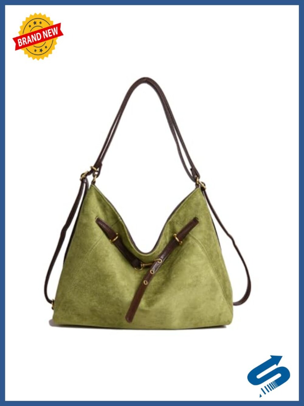Faux Suede Crossbody Bag Convertible Shoulder Backpack Large Capacity Tote